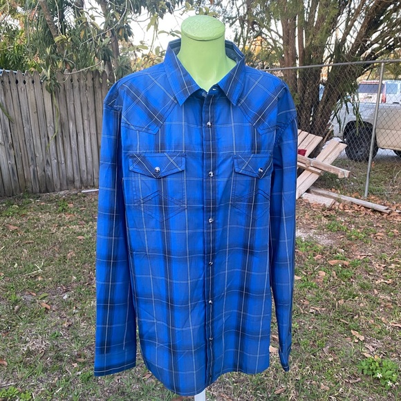 Chemise Cody James Homme – Taille S – Manches Longues – Boutons – Motif Plaid – Bleu – Très Bon état